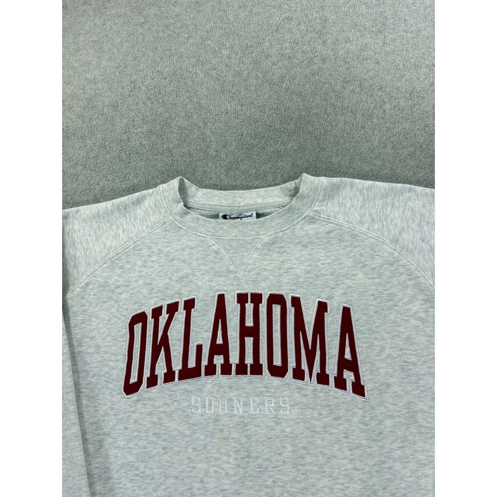 Oklahoma Sooners Champion Stitched Campus Crew Sweatshirt (Men's Medium) Gray - Picture 2 of 12